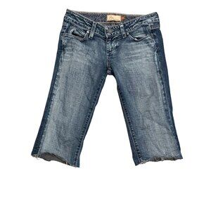 Paige Premium Denim Womens Cutoff Shorts Size 25 Distressed Hem Blue Cotton Blen